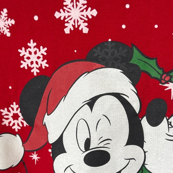 Vintage Disney Mickey Minnie Christmas Sweatshirt Red Snowflake Medium - Picture 3 of 8